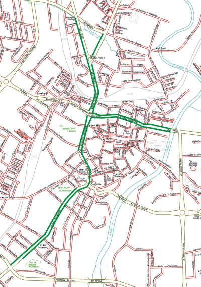 Mapa buspas&oacute;w w mieście