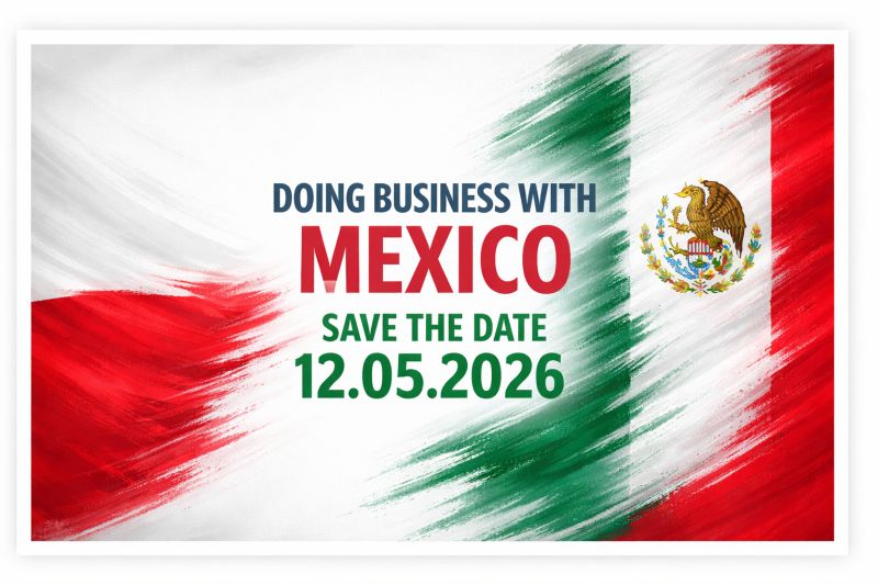 grafika promująca konferencję "Doing Business with Mexico"