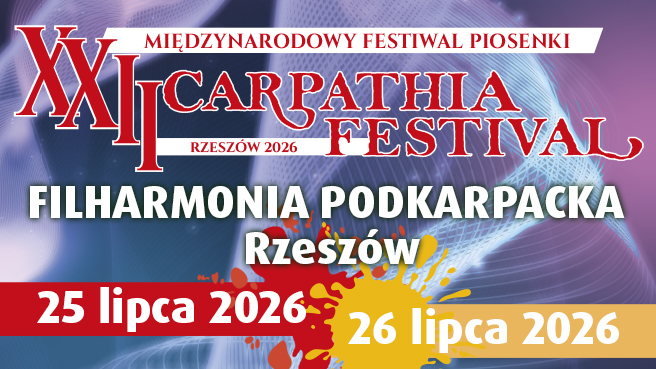 grafika promująca XXII Międzynarodowy Festiwal Piosenki "Carpathia Festival" Rzesz&oacute;w 2026