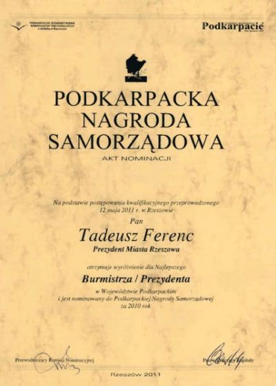 Dyplom dla Prezydenta